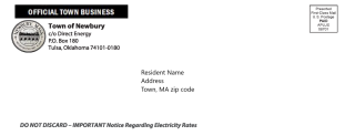 Image of the Community Choice Power Supply Program mailer that was sent to residents on February 14, 2025