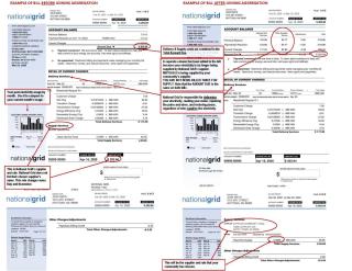 Sample National Grid bill - before and after enrollment in an aggregation
