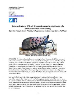 Spotted Lanternfly Press Release Page 1