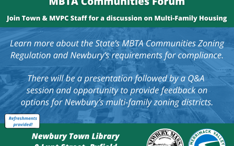 Newbury Housing Production Planning - MBTA Communities Forum - Monday Dec. 11, 6:30pm, Newbury Town Library