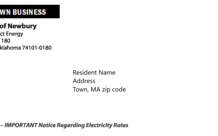 Image of the Community Choice Power Supply Program mailer that was sent to residents on February 14, 2025